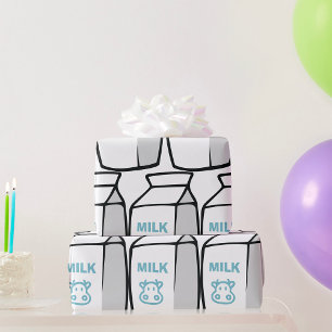 Papier Cadeau Illustration Carton de lait de vache laitière cuit