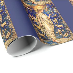 Papier Cadeau Illustration céleste de la déesse du zodiaque Art