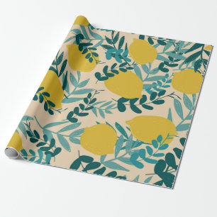 Papier Cadeau illustration. citrons arrière - plans et feuilles