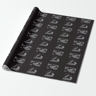 Papier Cadeau illustration d'alien ufo surfant avec retour à la