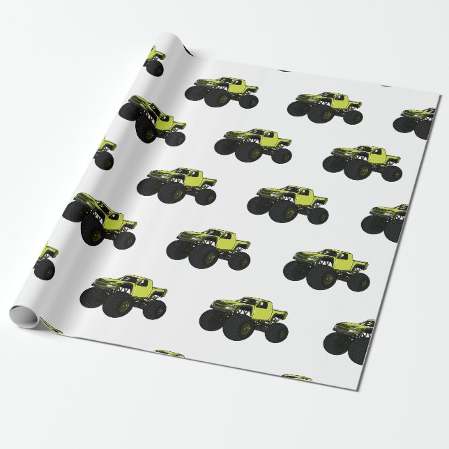 Papier Cadeau Illustration de camion monstre (Déroulé)