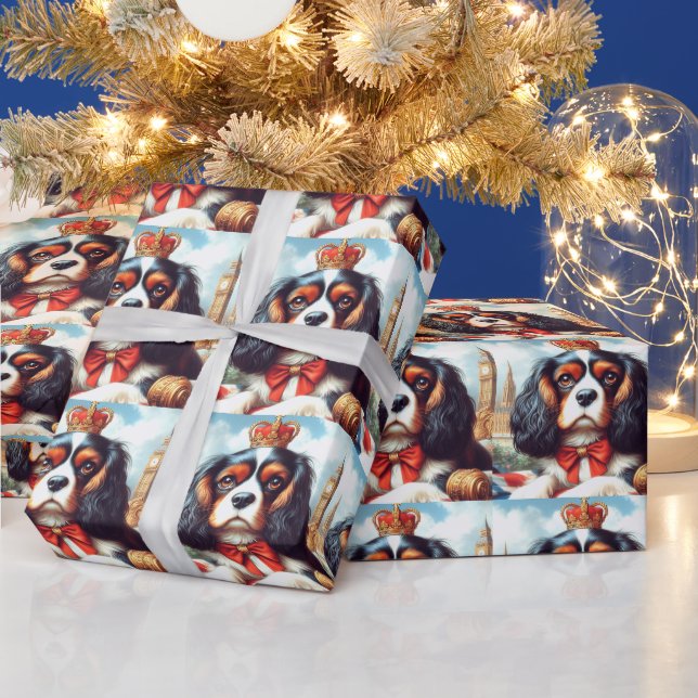 Papier Cadeau Illustration de Cavalier King Charles Spaniel (Vacances)