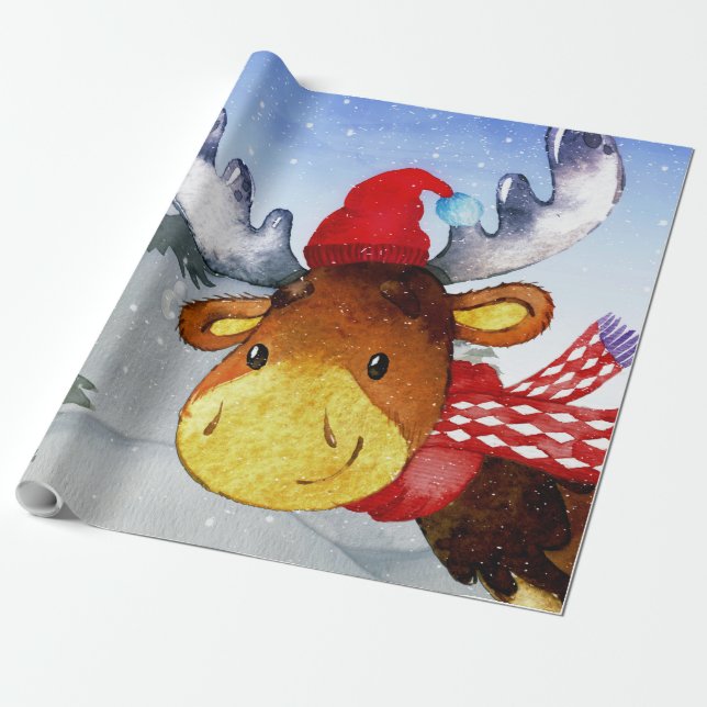 Papier Cadeau Illustration de cerfs communs d'amis de région (Déroulé)