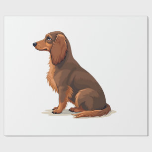 Papier Cadeau Illustration de chien vue arrière teckel à poils l