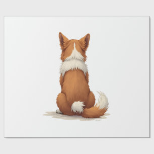 Papier Cadeau Illustration de chien vue arrière vintage sur fond
