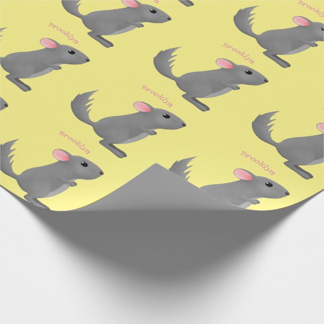 Papier Cadeau Illustration de chinchilla gris mignon (Coin)