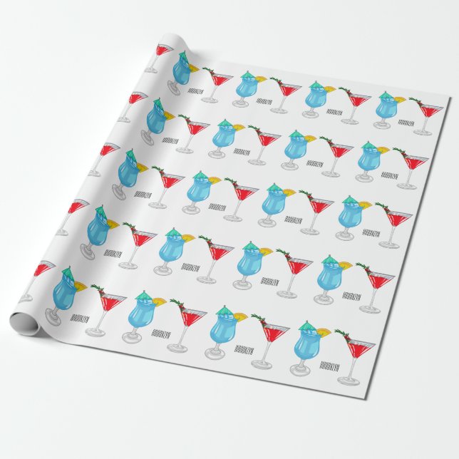 Papier Cadeau Illustration de cocktail (Déroulé)