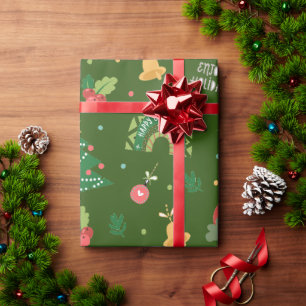 Papier Cadeau Illustration de dessin animé fantaisiste Noël colo