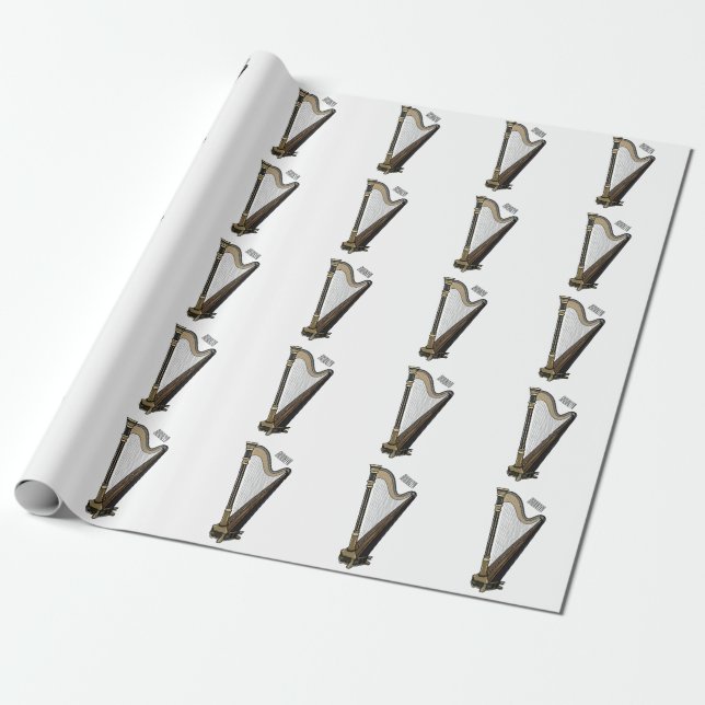 Papier Cadeau Illustration de dessin animé sur la harpe (Déroulé)