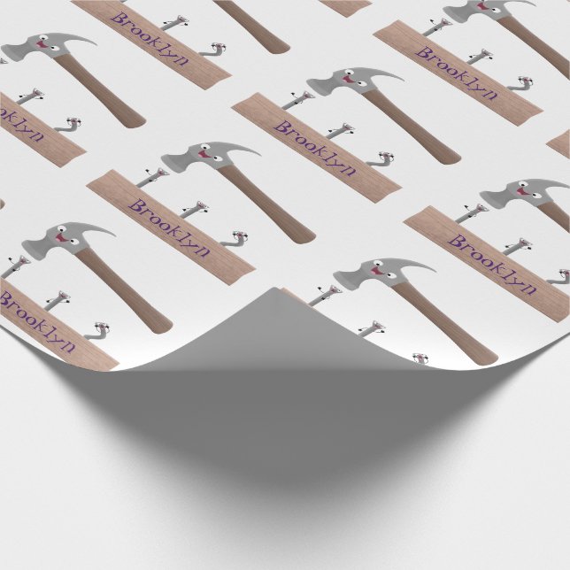 Papier Cadeau Illustration de dessin mignon, marteau et ongles (Coin)