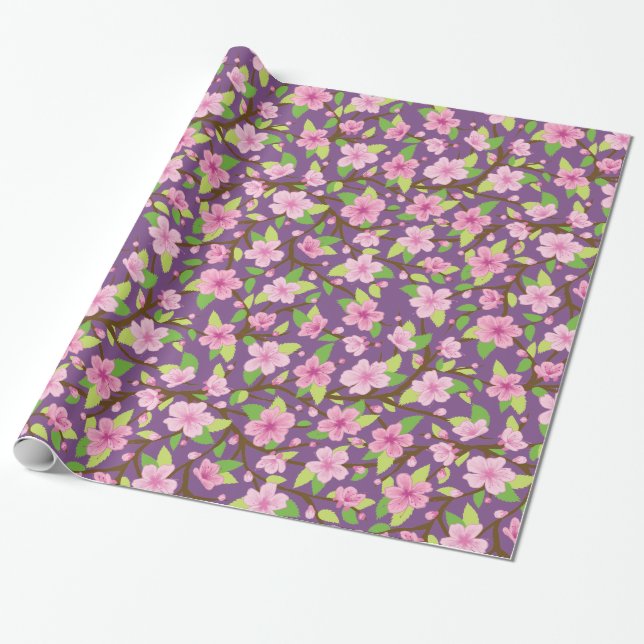 Papier Cadeau Illustration de fleur de Sakura (Déroulé)