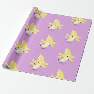 Papier Cadeau Illustration de la banane mauve de Cute kawaii