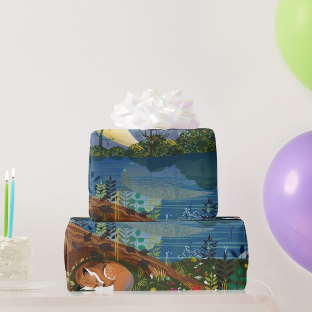 Papier Cadeau Illustration de la faune de Riverside Idyllic (Cadeaux de fête)