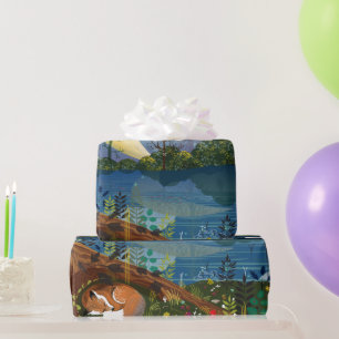 Papier Cadeau Illustration de la faune de Riverside Idyllic pour
