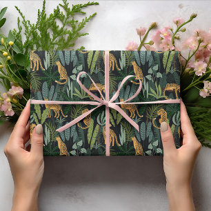 Papier Cadeau Illustration de la forêt de Leopard Jungle sans vo