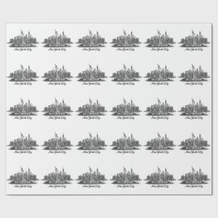 Papier Cadeau Illustration de la ligne d'horizon de la ville de