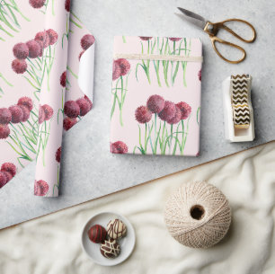 Papier Cadeau Illustration de l'aquarelle violette rose Alliums