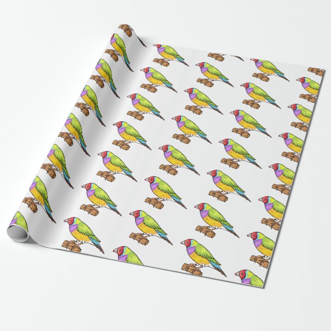 Papier Cadeau Illustration de l'oiseau de taille gouldienne (Déroulé)