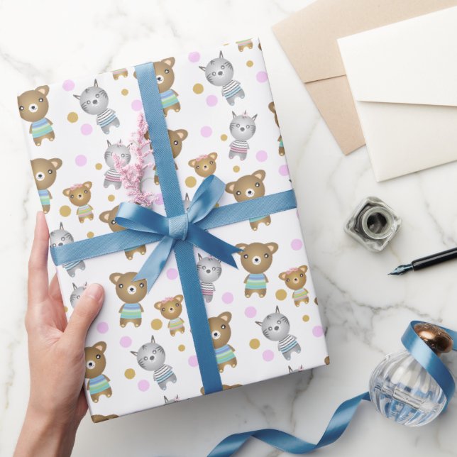 Papier Cadeau Illustration De L'Ours De Bébé Et Du Zèbre (Cadeaux)