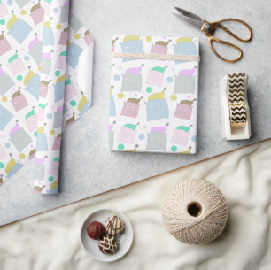 Papier Cadeau Illustration de motifs de chats mignons sur un ore