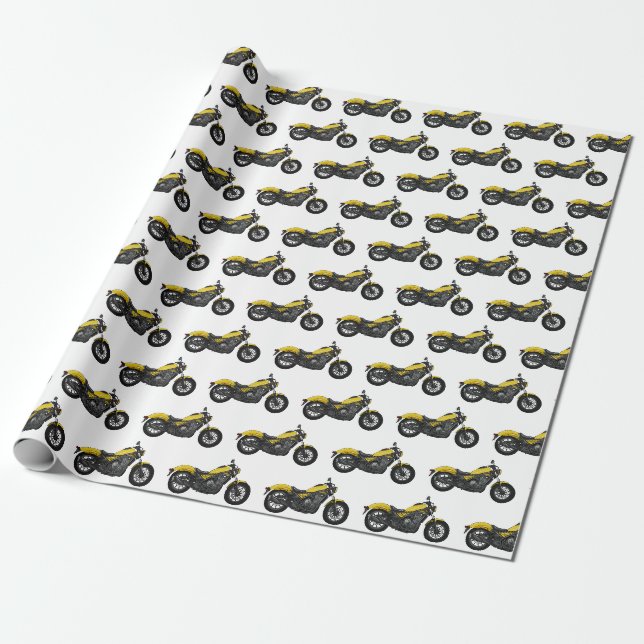 Papier Cadeau Illustration de moto Cruiser (Déroulé)