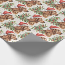 Illustration de Noël à l'aquarelle d'un Setter Irl