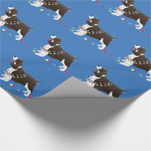 Papier Cadeau Illustration de Noël Brown Springer Spaniel