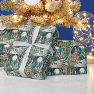 Papier Cadeau Illustration de Noël dans la nature forestière