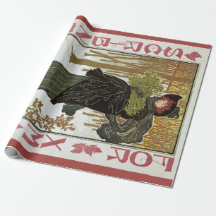 Papier Cadeau Illustration de Noël vintage Art nouveau Couvertur