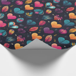 Papier Cadeau Illustration des coeurs colorés
