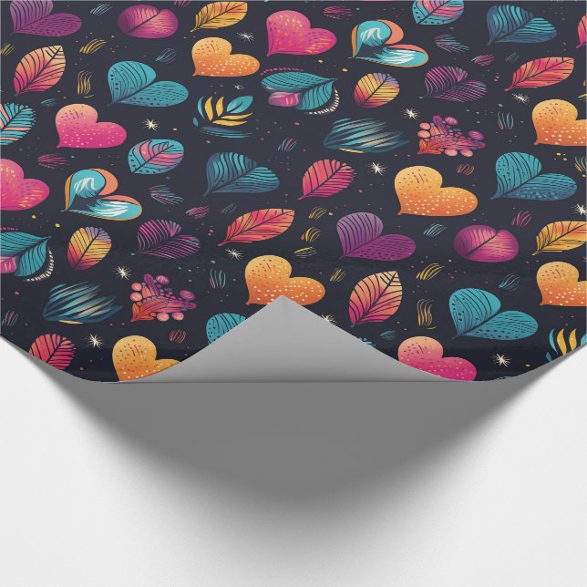 Papier Cadeau Illustration des coeurs colorés (Coin)