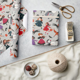 Papier Cadeau Illustration des enfants d'halloween mignons