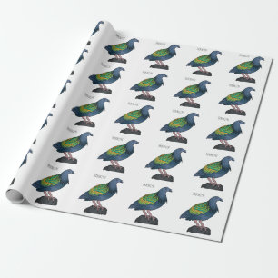 Papier Cadeau Illustration d'oiseau de pigeon de Nicobar
