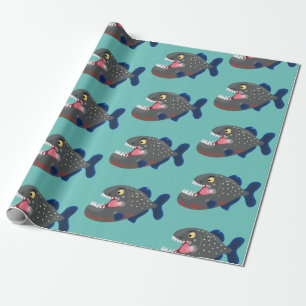 Papier Cadeau Illustration drôle de piranha affamée