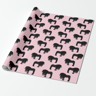 Papier Cadeau Illustration du cheval friésien moderne rose
