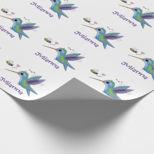 Papier Cadeau Illustration du colibri et de l'abeille