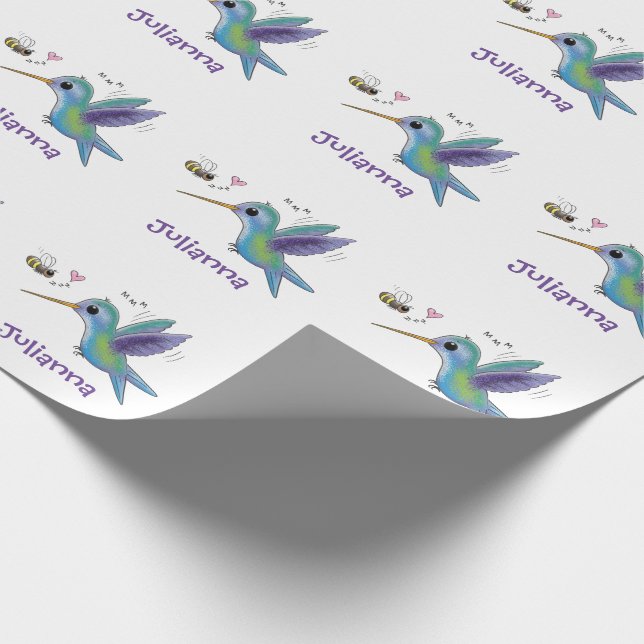 Papier Cadeau Illustration du colibri et de l'abeille (Coin)