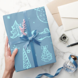 Papier Cadeau Illustration du dessin du Doodle de Noël mignon
