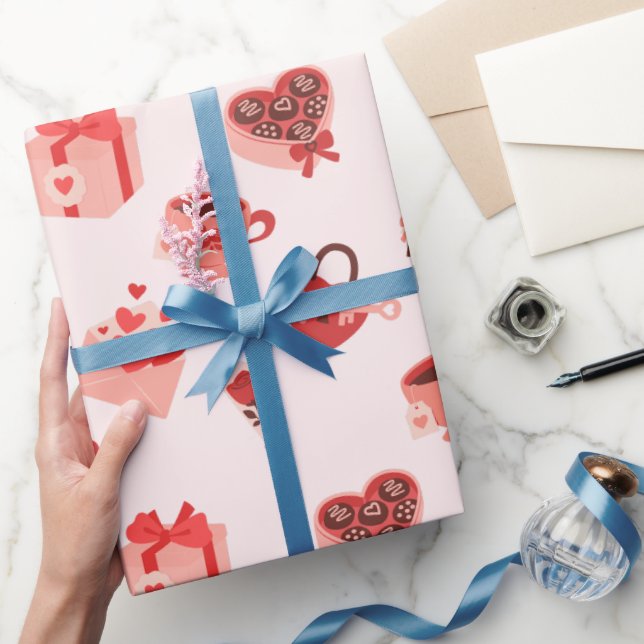 Papier Cadeau Illustration du Motif d'amour (Cadeaux)
