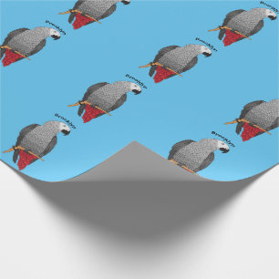 Papier Cadeau Illustration d'un perroquet gris en Afrique