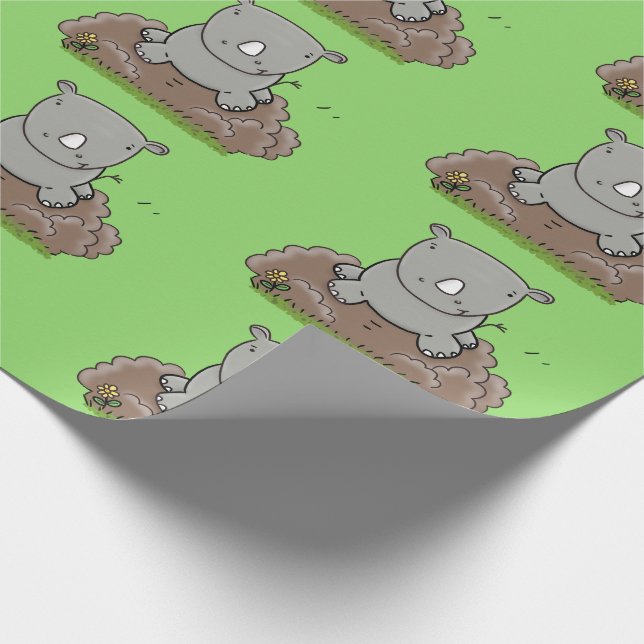 Papier Cadeau Illustration d'un petit rhinocéros (Coin)