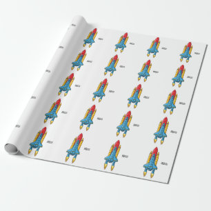 Papier Cadeau Illustration d'un vaisseau de fusées