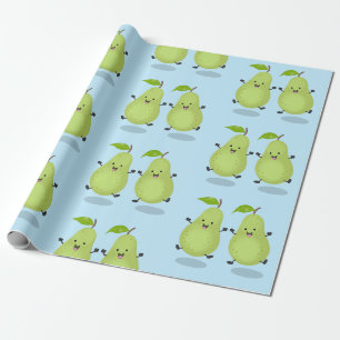Papier Cadeau Illustration d'une paire de poires mignonne