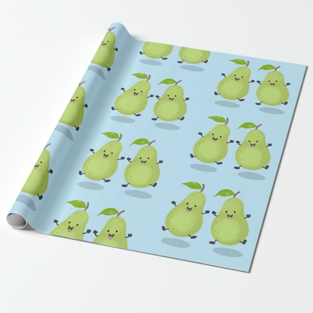 Papier Cadeau Illustration d'une paire de poires mignonne (Déroulé)