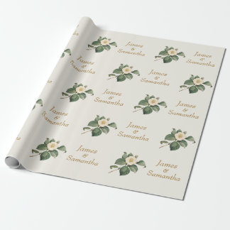Papier Cadeau Illustration florale blanche simple | Cadeau Maria