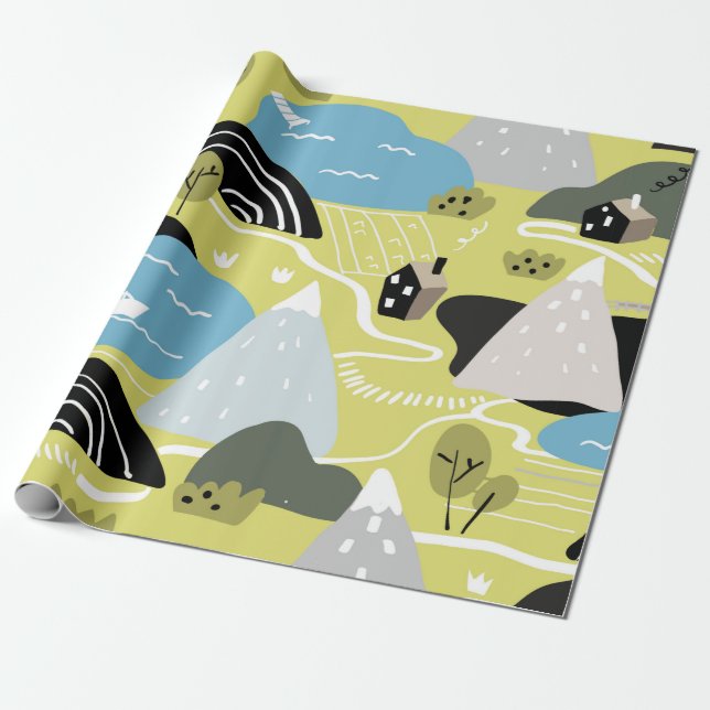 Papier Cadeau Illustration graphique scandinave transparente mot (Déroulé)