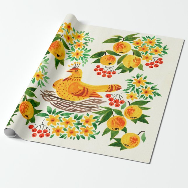 Papier Cadeau illustration peinte à la main : Turtledove (Déroulé)