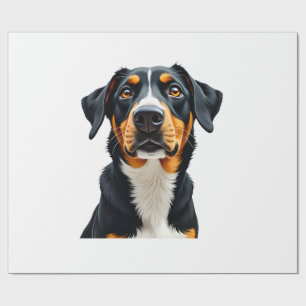 Papier Cadeau Illustration Rétro Portrait de Chien Coloré Vintag