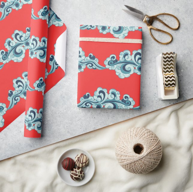 Papier Cadeau Illustration rouge du Nouvel An lunaire chinois (Artisanat)