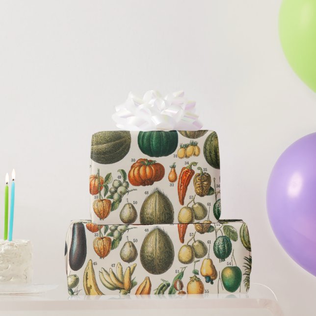 Papier Cadeau Illustration scientifique végétale des fruits (Cadeaux de fête)